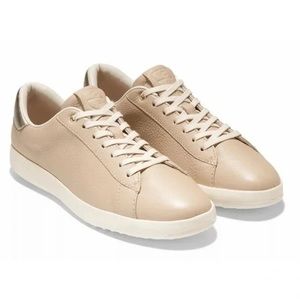 Cole Haan Grandpro Women’s Tennis Sneakers in Oat/Gold Leather